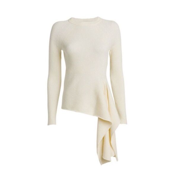 3.1 Phillip Lim Ribbed Sweater With Waist Tie Antique White Beige Size Small - Picture 2 of 13